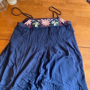 American eagle navy blue with crocheted flowers